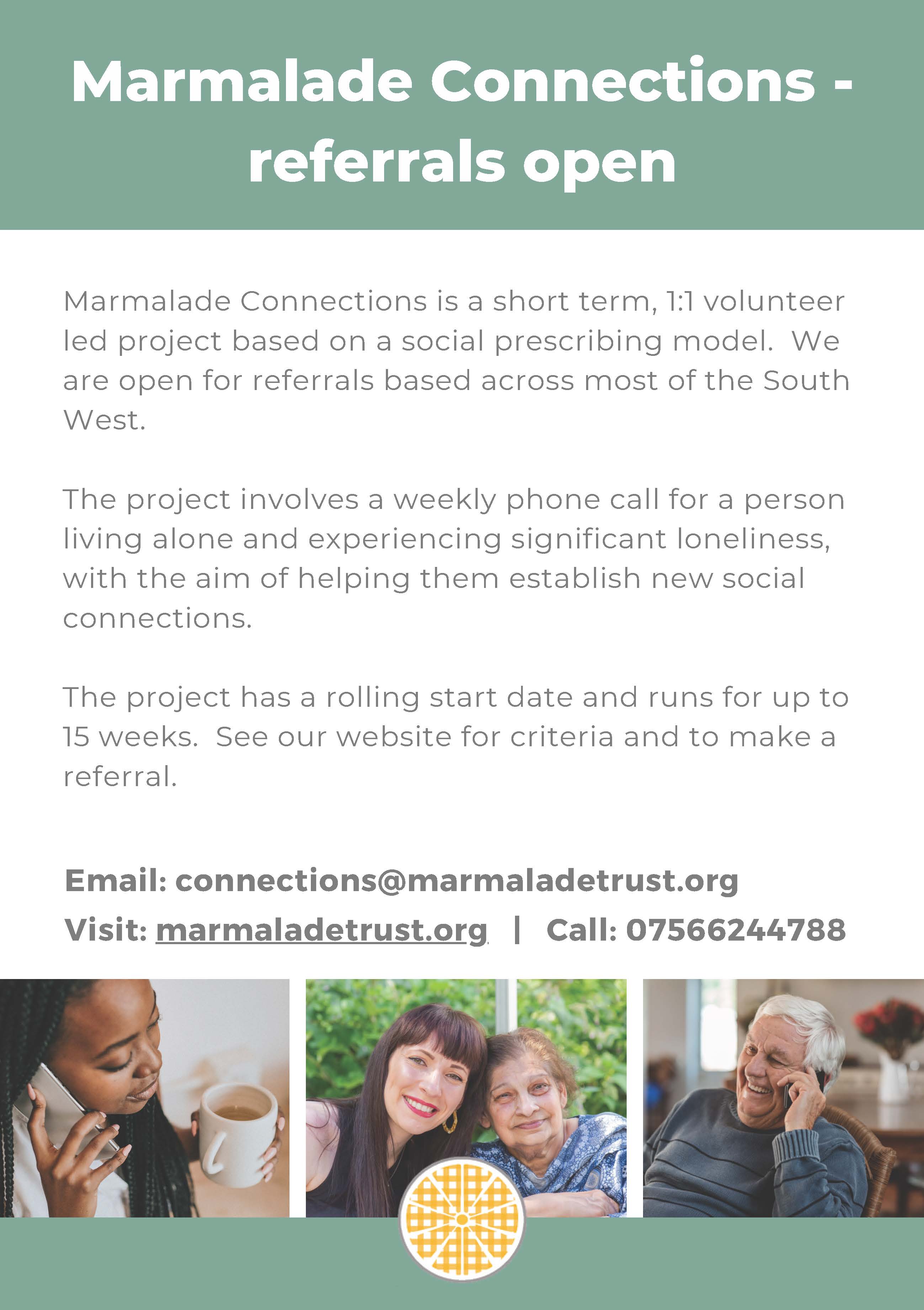 Marmalade Connections - Referrals open. Contact connections@marmaladetrust.org or visit their website to find out more marmaladetrust.org
